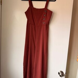 La Hearts Terracotta Button-Accent Maxi Dress